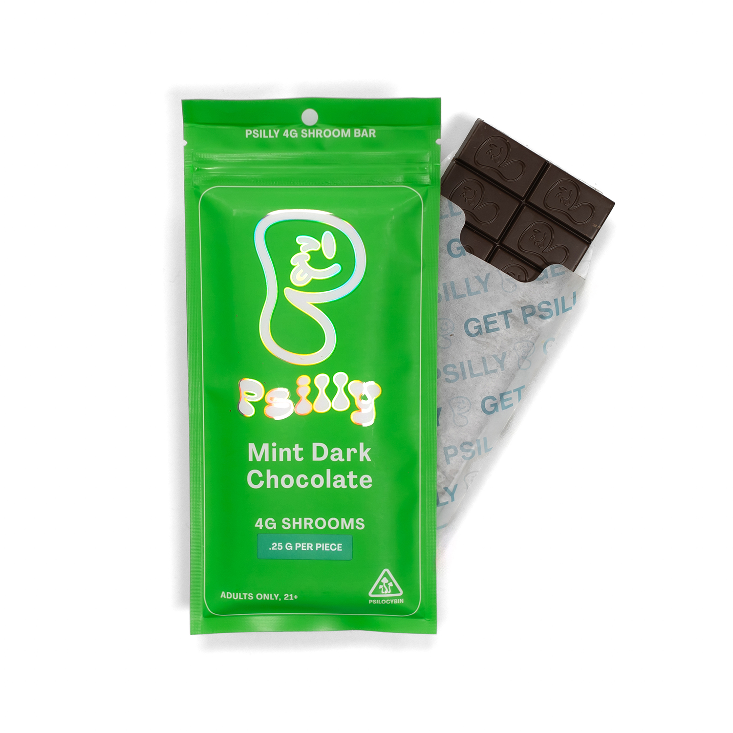 Psilly Mushroom Chocolate Bar 4g Dark Chocolate Mint