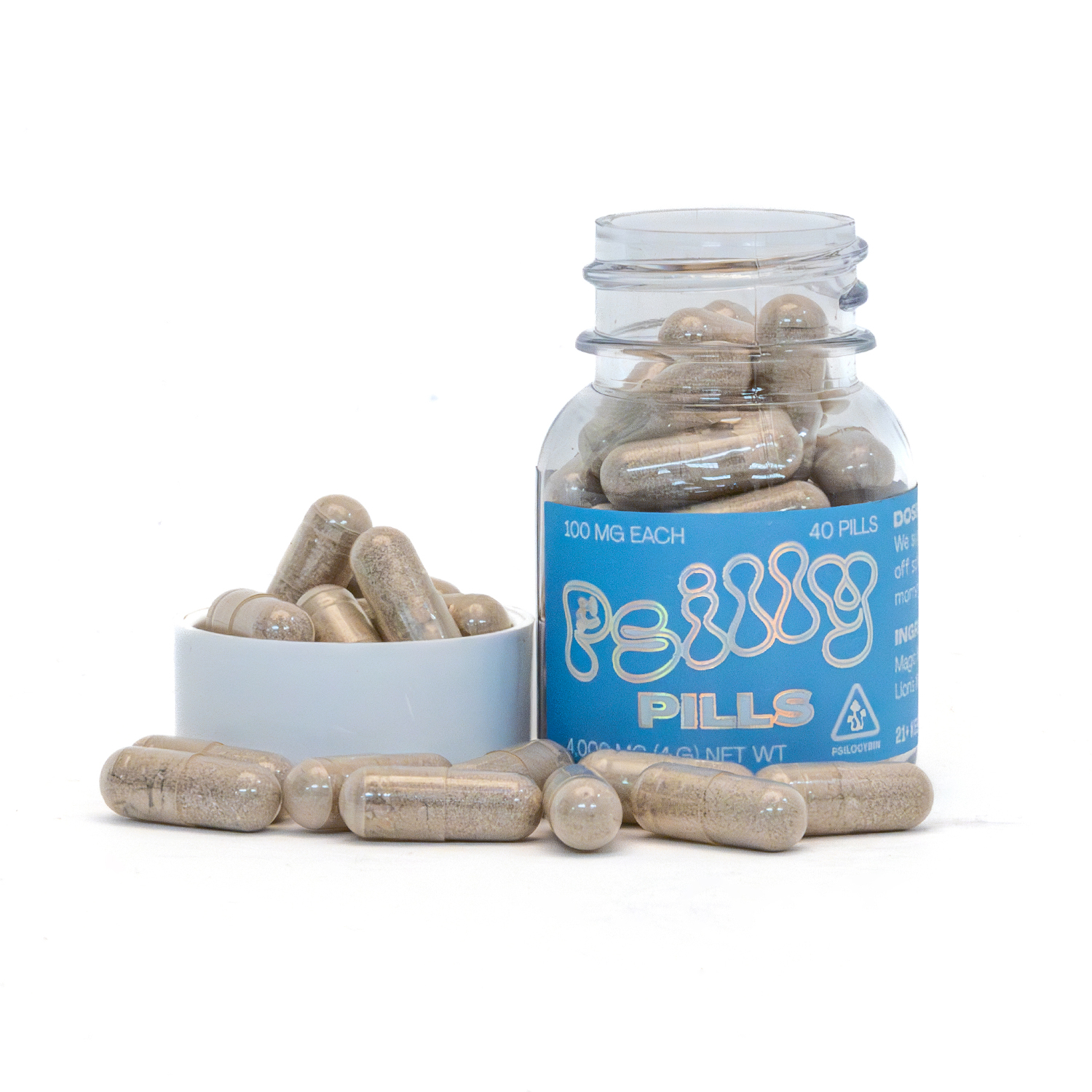 Psilly Mushroom Pills Jar 4g (100mg x 40 caps)